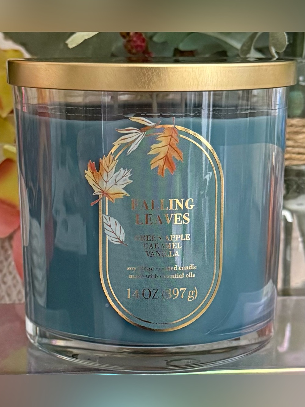 🆕🍂 SONOMA “FALLING LEAVES” 3-WICK SCENTED SOY WAX CANDLE. BRAND NEW.